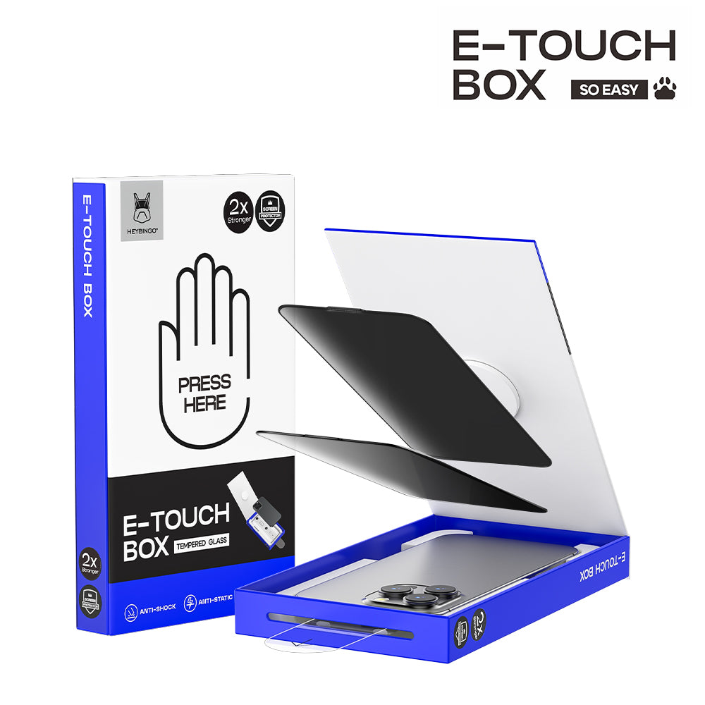 Automatsko postavljanje Heybingo privacy zaštitnog stakla za iPhone 13 Pro Max i iPhone 14 Plus povlačenjem trake.