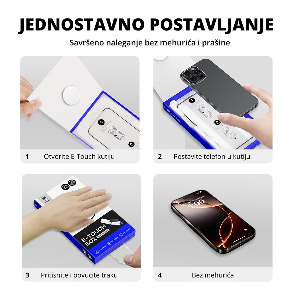 Uputstvo za jednostavno postavljanje anti-spy stakla na iPhone 15 Pro bez mehurića.